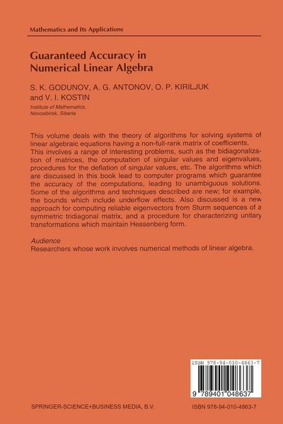 Produktbild: Guaranteed Accuracy in Numerical Linear Algebra