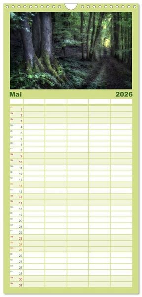 Produktbild: Familienplaner 2026 - Waldkalender mit 5 Spalten (Wandkalender, 21 x 45 cm) CALVENDO