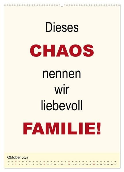 Produktbild: Spr&uuml;che-Kalender. Lustiges f&uuml;r die Familie! (Wandkalender 2026 DIN A2 hoch), CALVENDO Monatskalender