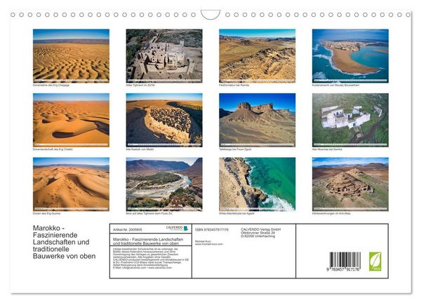 Produktbild: Marokko - Faszinierende Landschaften und traditionelle Bauwerke von oben (Wandkalender 2026 DIN A3 quer), CALVENDO Monatskalender
