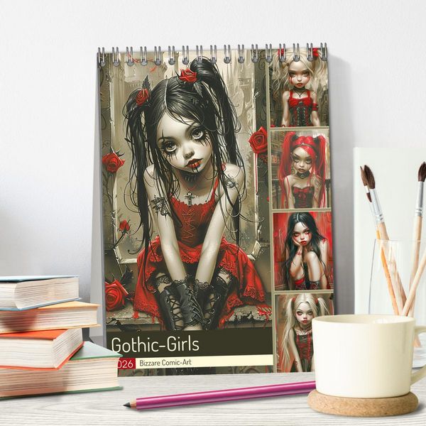 Produktbild: Gothic-Girls. Bizzare Comic-Art (Tischkalender 2026 DIN A5 hoch), CALVENDO Monatskalender