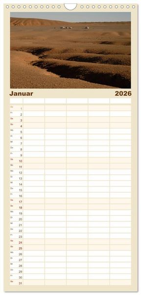 Produktbild: Familienplaner 2026 - W&uuml;ste Gobi mit 5 Spalten (Wandkalender, 21 x 45 cm) CALVENDO