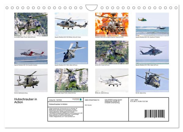 Hubschrauber in Action (Wandkalender 2024 DIN A4 quer), CALVENDO Monatskalender