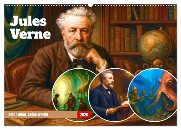 Jules Verne. Sein Leben, seine Werke (Wandkalender 2026 DIN A2 quer), CALVENDO Monatskalender