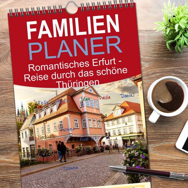Produktbild: Familienplaner 2026 - Romantisches Erfurt - Reise durch das sch&ouml;ne Th&uuml;ringen mit 5 Spalten (Wandkalender, 21 x 45 cm) CALVENDO