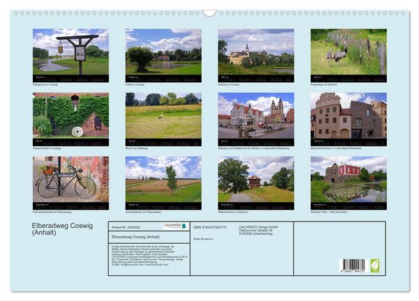 Produktbild: Elberadweg Coswig (Anhalt) (Wandkalender 2026 DIN A2 quer), CALVENDO Monatskalender