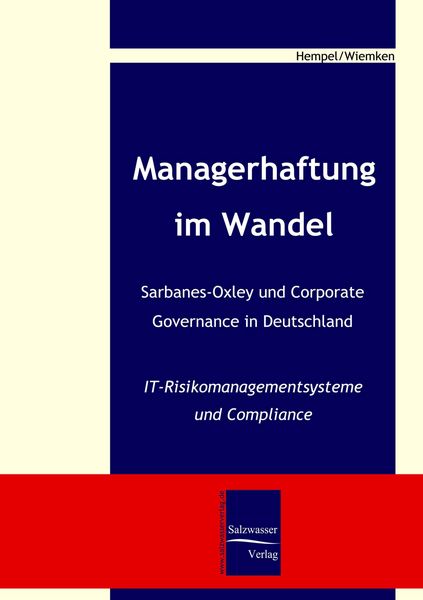 Produktbild: Managerhaftung im Wandel -Sarbanes-Oxley und Corporate Governance in Deutschland