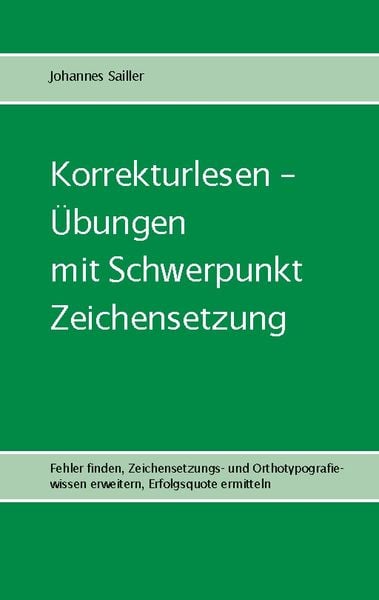 Produktbild: Korrekturlesen - &Uuml;bungen mit Schwerpunkt Zeichensetzung