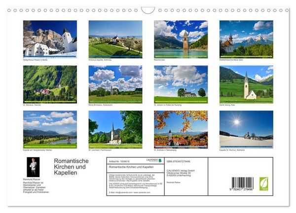 Produktbild: Romantische Kirchen und Kapellen (Wandkalender 2026 DIN A3 quer), CALVENDO Monatskalender