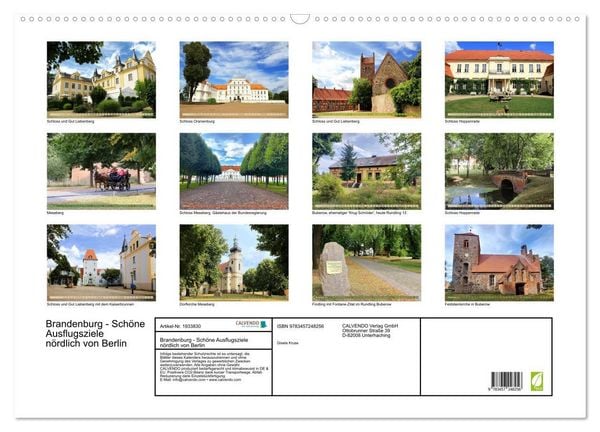 Produktbild: Brandenburg - Sch&ouml;ne Ausflugsziele n&ouml;rdlich von Berlin (Wandkalender 2026 DIN A2 quer), CALVENDO Monatskalender