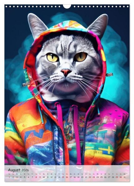 Produktbild: Katzen im lustigen Gangsterlook (Wandkalender 2026 DIN A3 hoch), CALVENDO Monatskalender