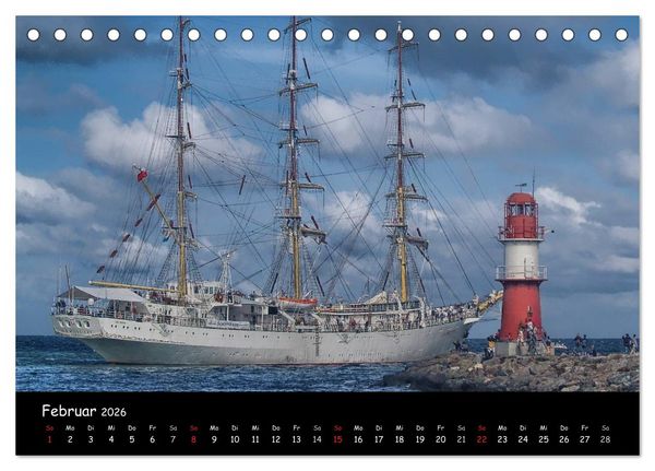 Produktbild: Windjammer vor Warnem&uuml;nde (Tischkalender 2026 DIN A5 quer), CALVENDO Monatskalender