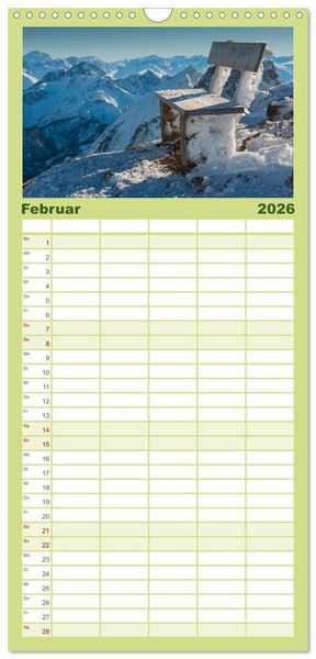 Produktbild: Familienplaner 2026 - Bayerische Landschaften mit 5 Spalten (Wandkalender, 21 x 45 cm) CALVENDO