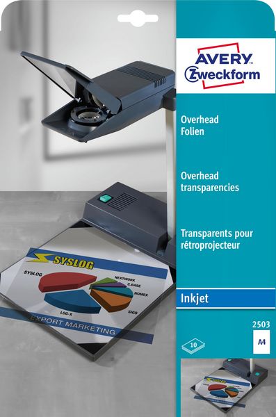 Produktbild: AVERY Zweckform Overheadfolien Inkjet transparent DIN A4 10 St&uuml;ck