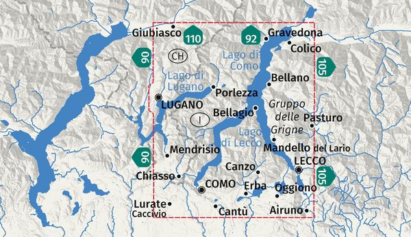 Produktbild: KOMPASS Wanderkarte 91 Lago di Como, Lago di Lugano 1:50.000