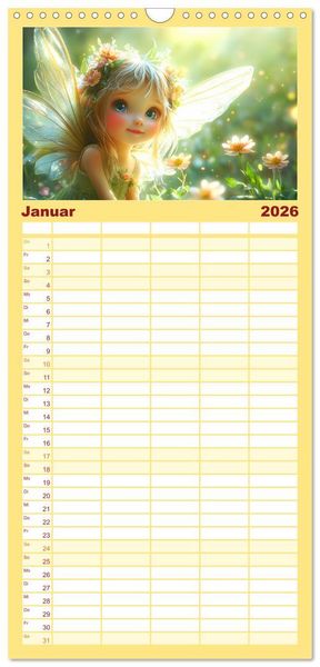 Produktbild: Familienplaner 2026 - Zauberhaftes Elfenland. Die duftige Welt der Naturgeister mit 5 Spalten (Wandkalender, 21 x 45 cm) CALVENDO