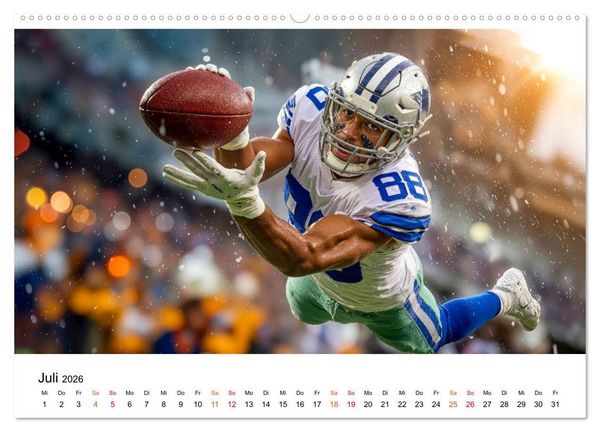 Produktbild: American Football - Touchdown durchs Jahr (hochwertiger Premium Wandkalender 2026 DIN A2 quer), Kunstdruck in Hochglanz