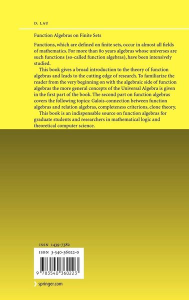Produktbild: Function Algebras on Finite Sets