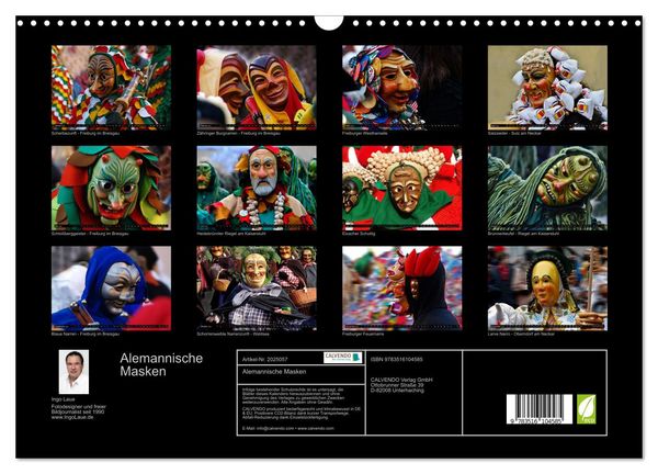 Produktbild: Alemannische Masken (Wandkalender 2026 DIN A3 quer), CALVENDO Monatskalender