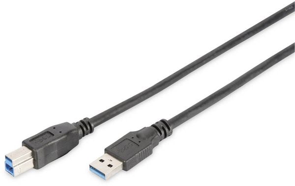 Digitus USB-Kabel USB 3.2 Gen1 (USB 3.0 / USB 3.1 Gen1) USB-A Stecker, USB-B Stecker 1.80 m Schwarz Rund, dreifach gesch