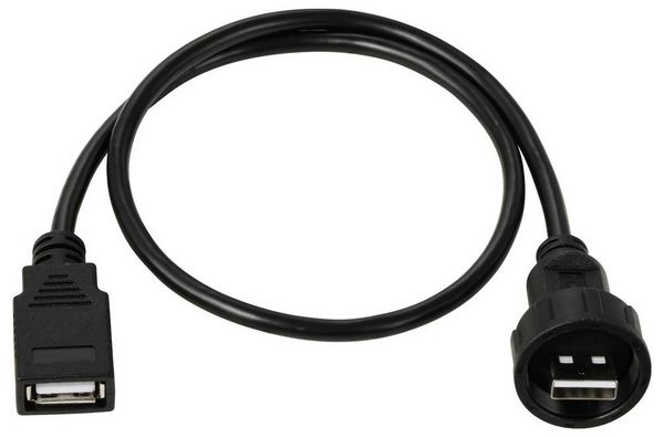 Produktbild: USB 2.0-Kabel mit USB-A-Stecker auf IP67-USB-A-Buchse, 0,5m TC-E13T-MU2-MWA/FU2-NWA-0.5PV-S Wasserdichtes Kunststoffkabel