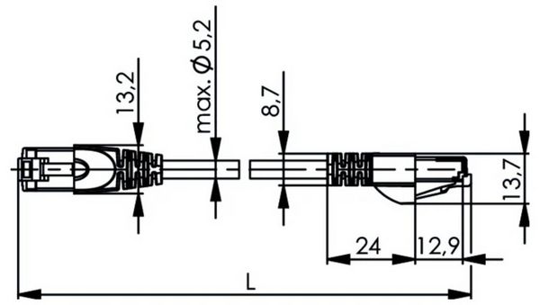 Produktbild: Teleg&auml;rtner 100009057 RJ45 Patchkabel CAT 6a S/FTP Blau Flammwidrig, mit Knickschutzt&uuml;lle 1 St.