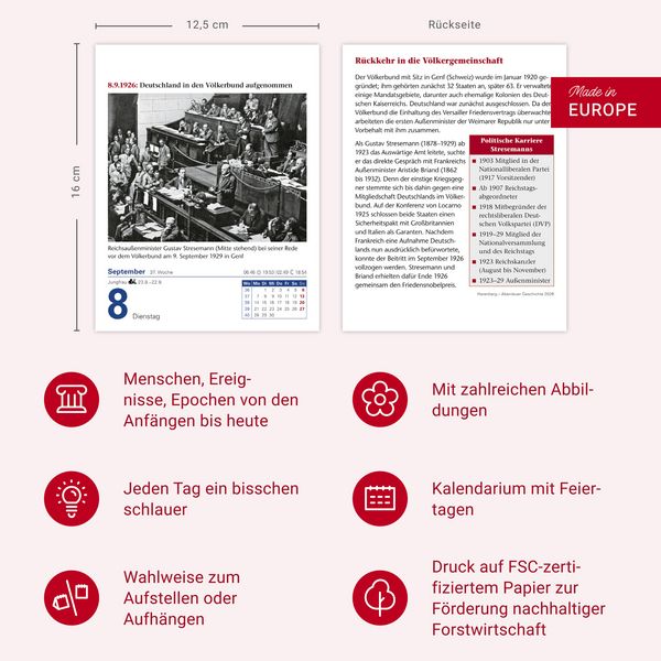 Produktbild: Abenteuer Geschichte Tagesabrei&szlig;kalender 2026 - Menschen, Ereignisse, Epochen - von den Anf&auml;ngen bis heute