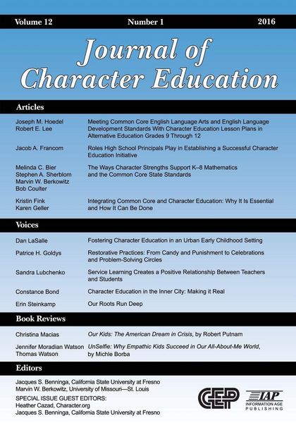 Produktbild: Journal of Character Education Vol 12 Issue 1