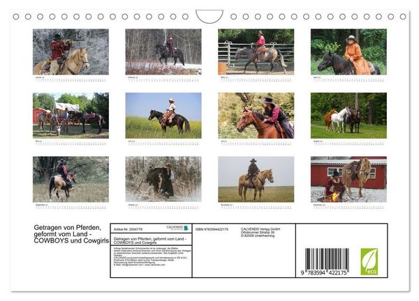 Produktbild: Getragen von Pferden, geformt vom Land - COWBOYS und Cowgirls (Wandkalender 2027 DIN A4 quer), CALVENDO Monatskalender