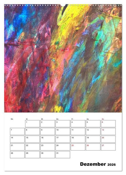 Produktbild: Ungeb&auml;ndigt frei - Abstrakte Malerei - dynamische Linien in leuchtenden Farbr&auml;umen (Wandkalender 2026 DIN A2 hoch), CALVENDO Monatskalender