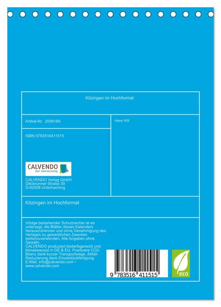 Produktbild: Kitzingen im Hochformat (Tischkalender 2026 DIN A5 hoch), CALVENDO Monatskalender
