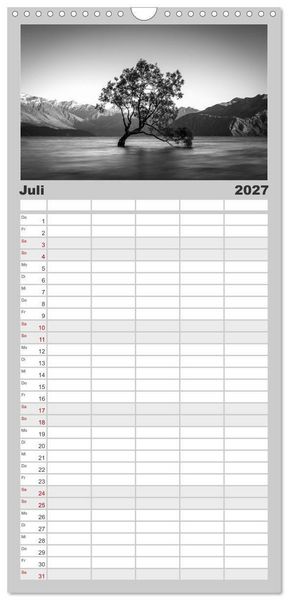 Produktbild: Familienplaner 2027 - Monochrome Wonders mit 5 Spalten (Wandkalender, 21 x 45 cm) CALVENDO