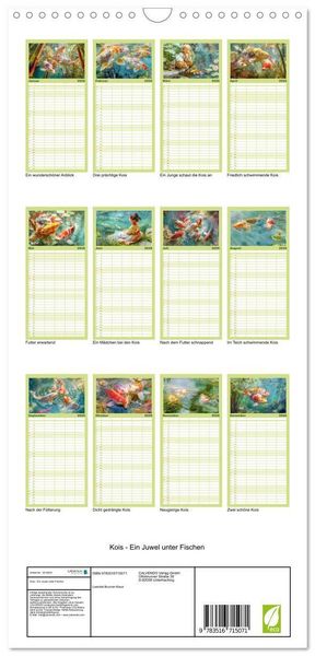 Produktbild: Familienplaner 2026 - Kois - Ein Juwel unter Fischen mit 5 Spalten (Wandkalender, 21 x 45 cm) CALVENDO