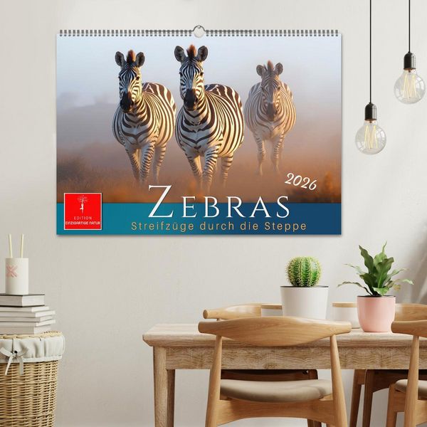 Produktbild: Zebras - Streifz&uuml;ge durch die Steppe (Wandkalender 2026 DIN A2 quer), CALVENDO Monatskalender