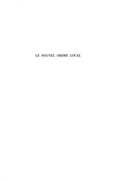 Produktbild: Le Nouvel Ordre Local