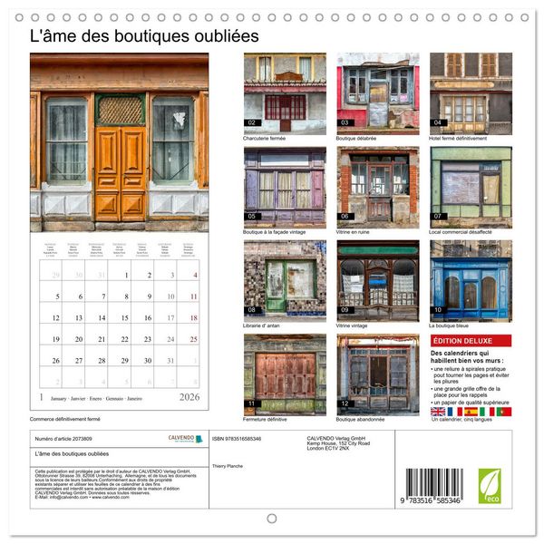 Produktbild: L'&acirc;me des boutiques oubli&eacute;es (Calendrier mural carr&eacute; 2026 30x30 cm) Calendrier double avec une page pour vos prises de notes