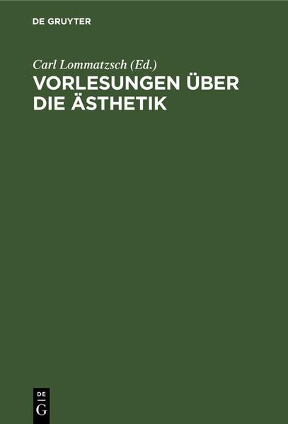 Produktbild: Vorlesungen &uuml;ber die &Auml;sthetik