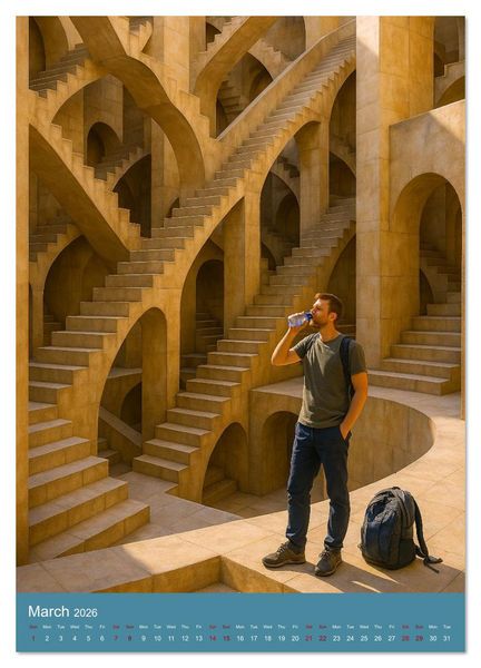 Produktbild: Paths like Escher (Wall Calendar 2026 DIN A2 portrait), CALVENDO 12 Month Wall Calendar