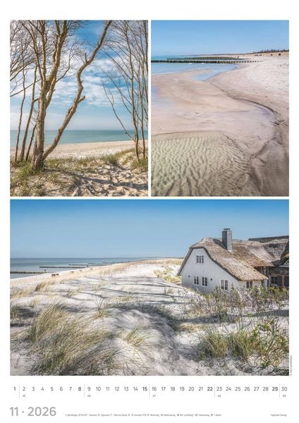 Produktbild: Strandgeflüster - Momente am Meer 2026 - Bildkalender A3 (29,7x42 cm) - mit Feiertagen - Triplets - drei Bilder pro Monat - Naturkalender - Wandplaner