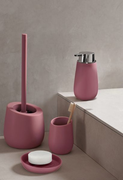 Produktbild: WC-Garnitur Mod. Badi Altrosa Keramik, mit Silikon-B&uuml;rstenkopf