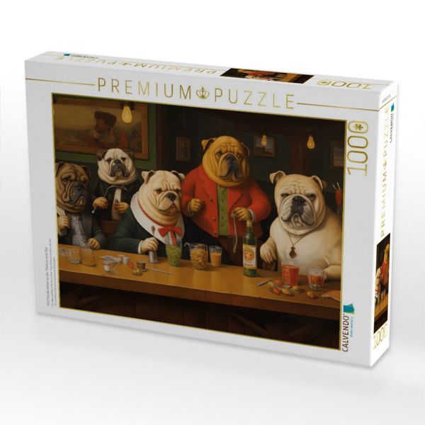 Produktbild: CALVENDO Puzzle F&uuml;nf Hunde stehen an der Theke in einer Bar | 1000 Teile Lege-Gr&ouml;&szlig;e 64x48cm Foto-Puzzle f&uuml;r gl&uuml;ckliche Stunden