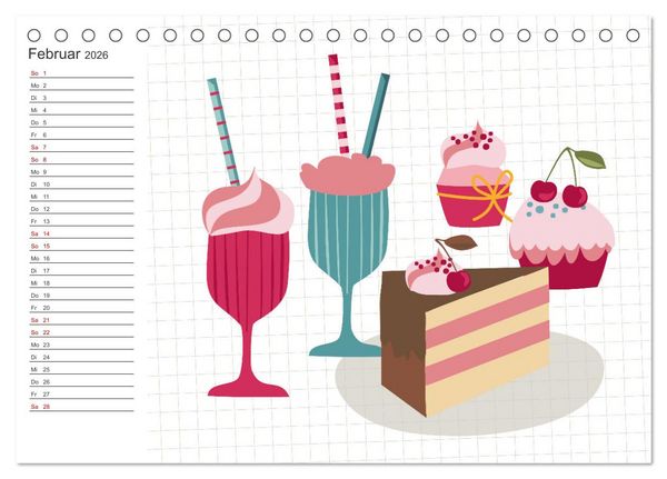 Produktbild: Fast Food Illustration (Tischkalender 2026 DIN A5 quer), CALVENDO Monatskalender