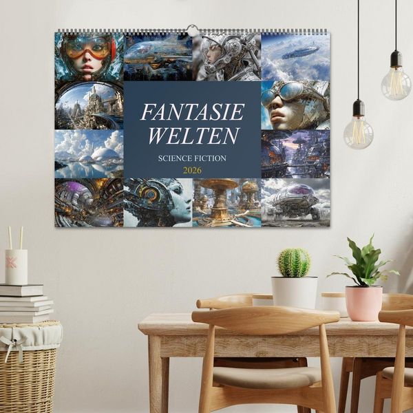 Produktbild: Fantasie Welten - Science Fiction (Wandkalender 2026 DIN A2 quer), CALVENDO Monatskalender