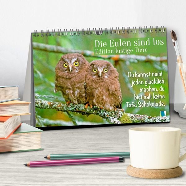 Produktbild: Die Eulen sind los: Edition lustige Tiere (Tischkalender 2026 DIN A5 quer), CALVENDO Monatskalender