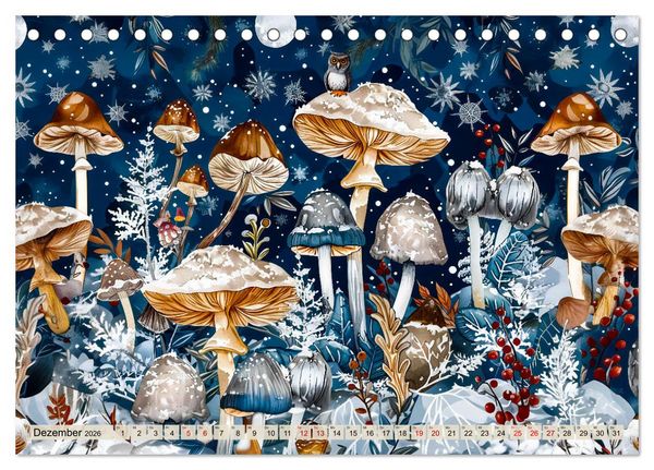 Produktbild: Zauberwelt der Pilze - Fantasievolle Pilze im verwunschenen Wald (Tischkalender 2026 DIN A5 quer), CALVENDO Monatskalender