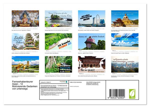 Produktbild: Fernwehabenteurer Asien - 12 Motivierende Gedanken von unterwegs (Wandkalender 2026 DIN A4 quer), CALVENDO Monatskalender