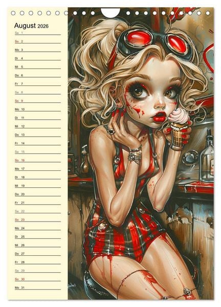 Produktbild: Rockabilly. Strange Comic-Kunst Girls im 50er-Jahre Stil (Wandkalender 2026 DIN A4 hoch), CALVENDO Monatskalender
