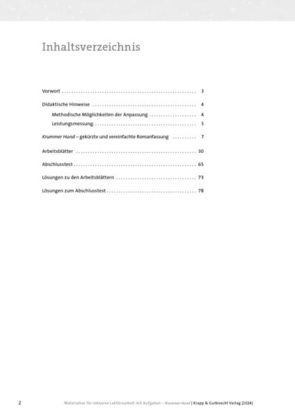 Produktbild: Krummer Hund &ndash; Juliane Pickel &ndash; Materialien f&uuml;r inklusive Lekt&uuml;rearbeit mit Aufgaben &ndash; Lehrerheft