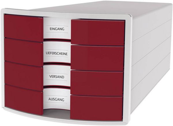 HAN Schubladenbox IMPULS 1012-17 DIN A4/C4 4Fächer geschl. l.gr/rt
