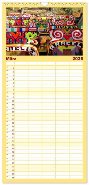 Produktbild: Familienplaner 2026 - Mexiko - Land der Farben mit 5 Spalten (Wandkalender, 21 x 45 cm) CALVENDO